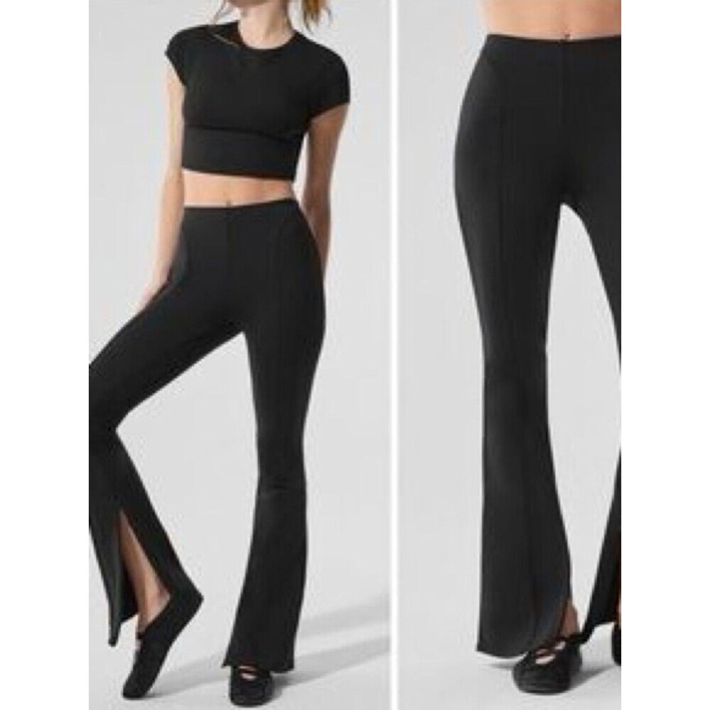 Alo Yoga Black High Waist Split Zip Flare Leggings Size Medium